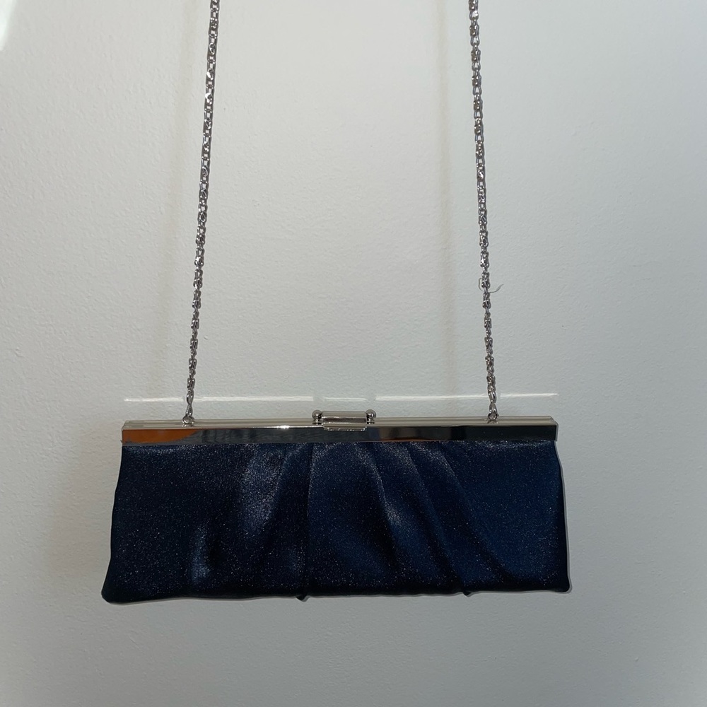 Navy Blue Satin Clutch